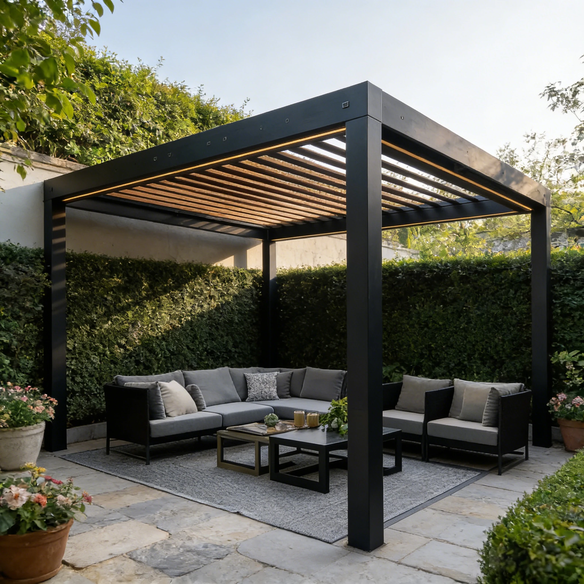 Outdoor Custom Waterproof Electric Aluminum Pergola Gazebo Metal Pavilion Canopy Roof Decorations for Gardenpromote sales