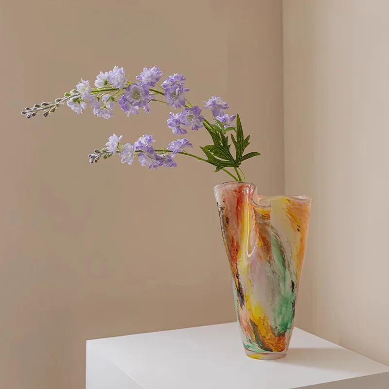 Vase Middle Ancient Art Glass Light Luxury Luxury Living Room Desktop Water Flower Arrangement Decoration