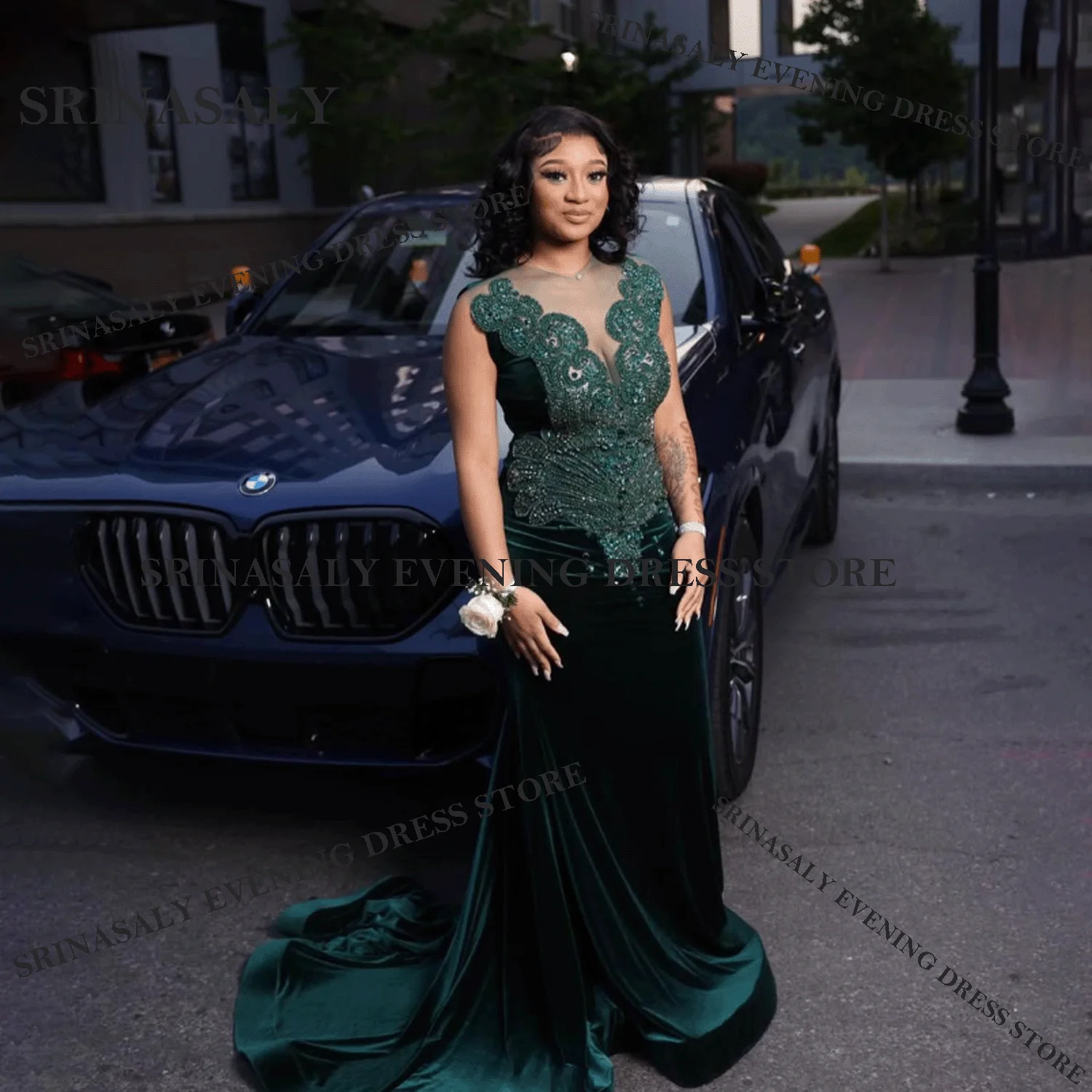 Angepasst Lange Meerjungfrau Prom Kleider Für Mädchen Kristall Perlen Abendkleid Robe Diamant Formale Exquisite2025 vestidos de gala