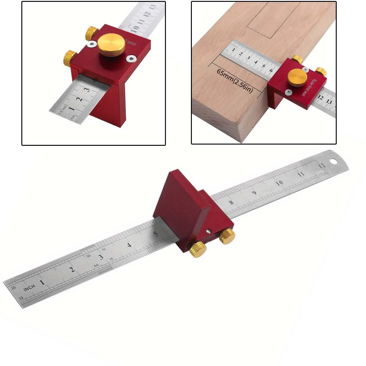 Steel Ruler Scribing Positioning Block Ruler Locator Fixing Block Scriber Line Marking Gauge Carpentry Scriber Measuring Locator