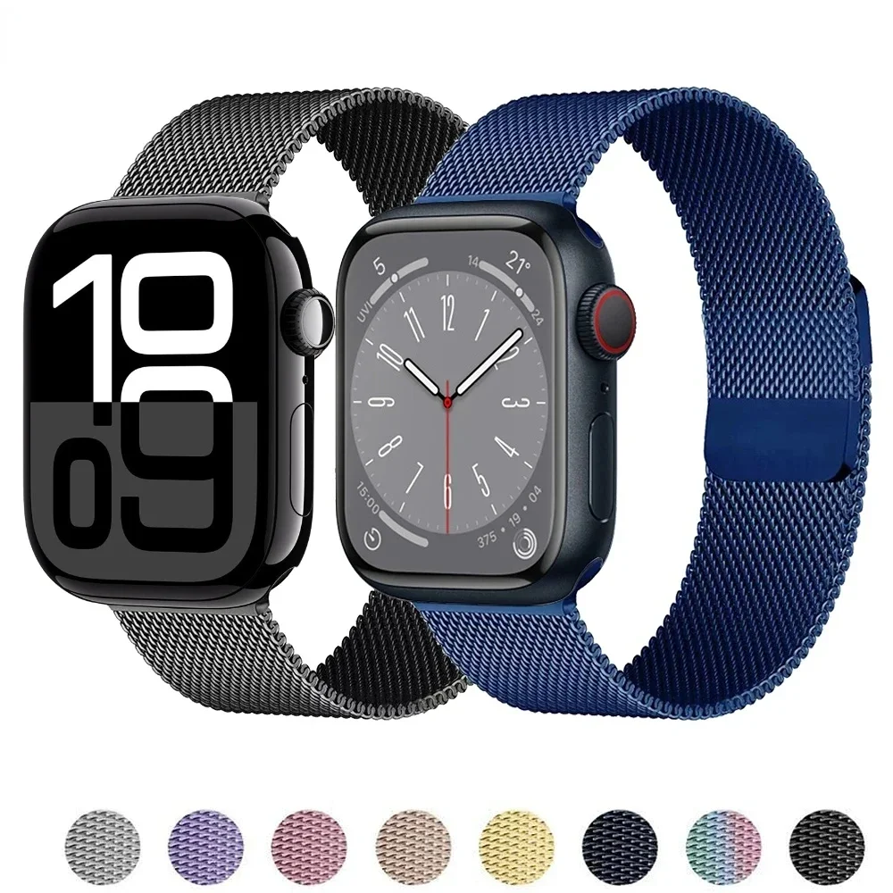 Milanese Band for Apple Watch Band Ultra 3 49mm 46mm 42mm 45mm 44mm 41mm 40mm 11 10 9 8 7 Magnetic Belt iWatch 6 5 4 SE Correa