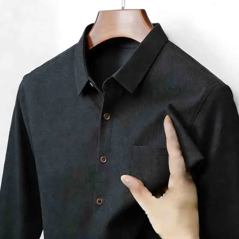 

Men's Corduroy Long Sleeve Shirt Button Down Smart Casual Business Daily Wear Multiple Colors Top