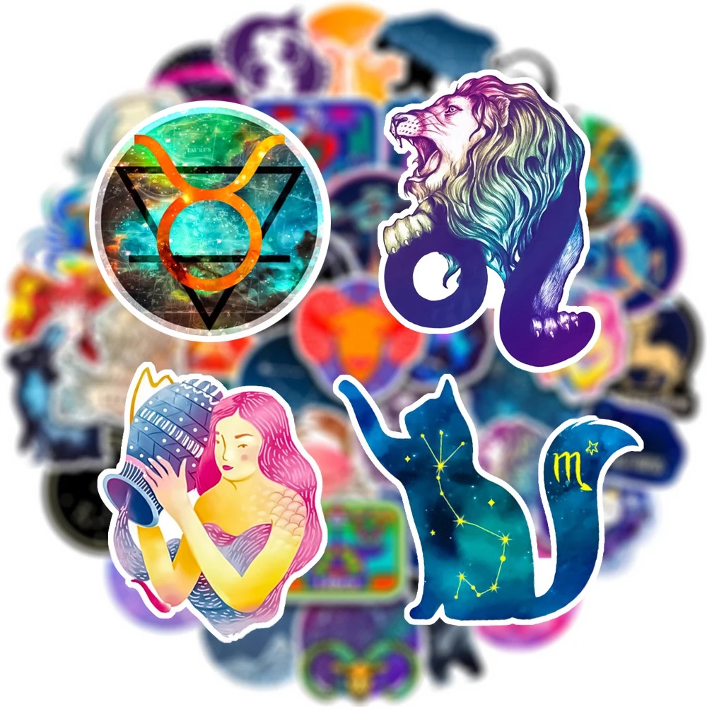 

10/30/50pcs Twelve Zodiac Constellation Cartoon Stickers Aesthetic Graffiti Sticker Water Bottle Suitcase Phone Decals Packing
