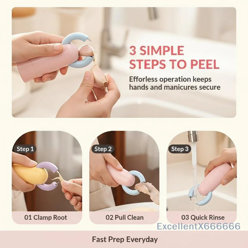 New 2in1 Garlic Peeler Scraping Function Clip Structure Ginger Scraper Peeling Function Garlic Peeling Tool Garlic Preparation
