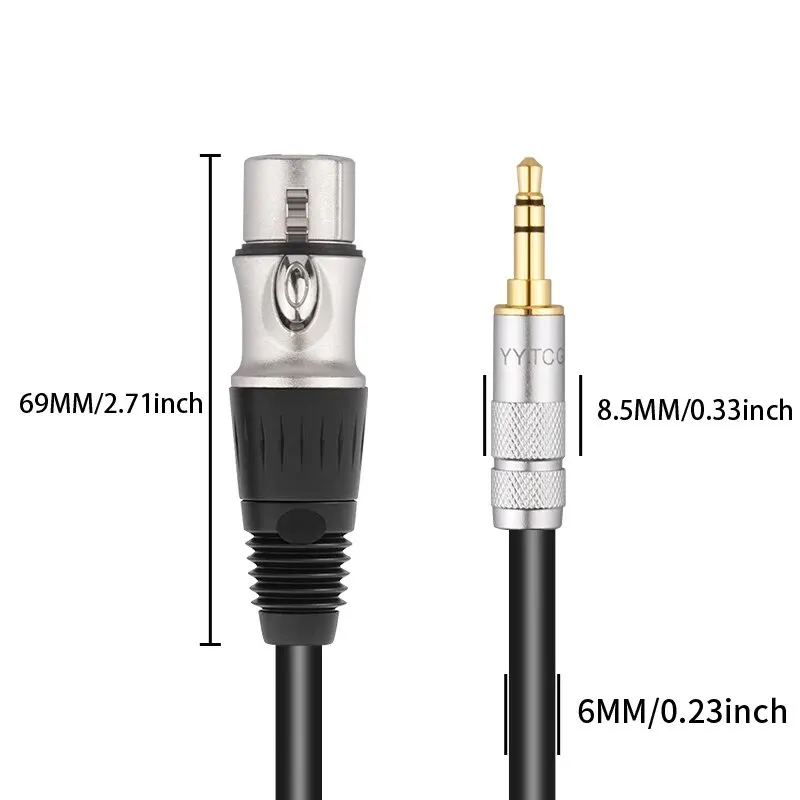 YYTCG XLR 3-Pin Male to 3.5mm Stereo Plug Shielded Microphone Mic Cable Jack 3.5 Male to Female