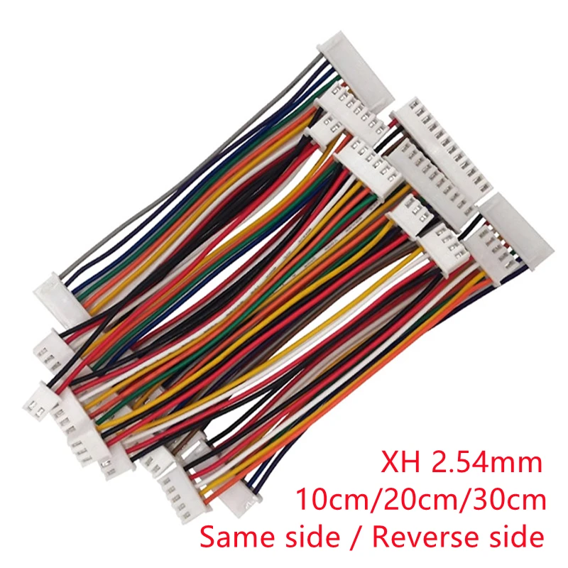 5Pcs XH2.54 Double Head Terminal Wire 26AWG 10/20/30cm Same/Reverse Side Electronic Connector Cable