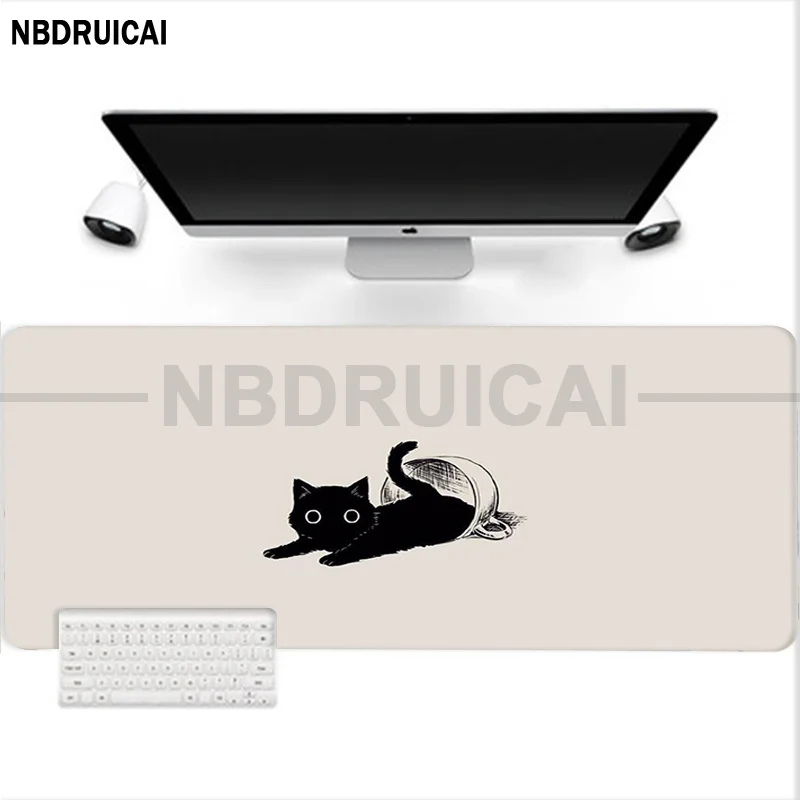 Kawaii Anime Cat Mousepad, Cool Grande Gaming Mouse Pad, XL Bloqueio Tamanho da Borda para Teclado Gamer Jogo