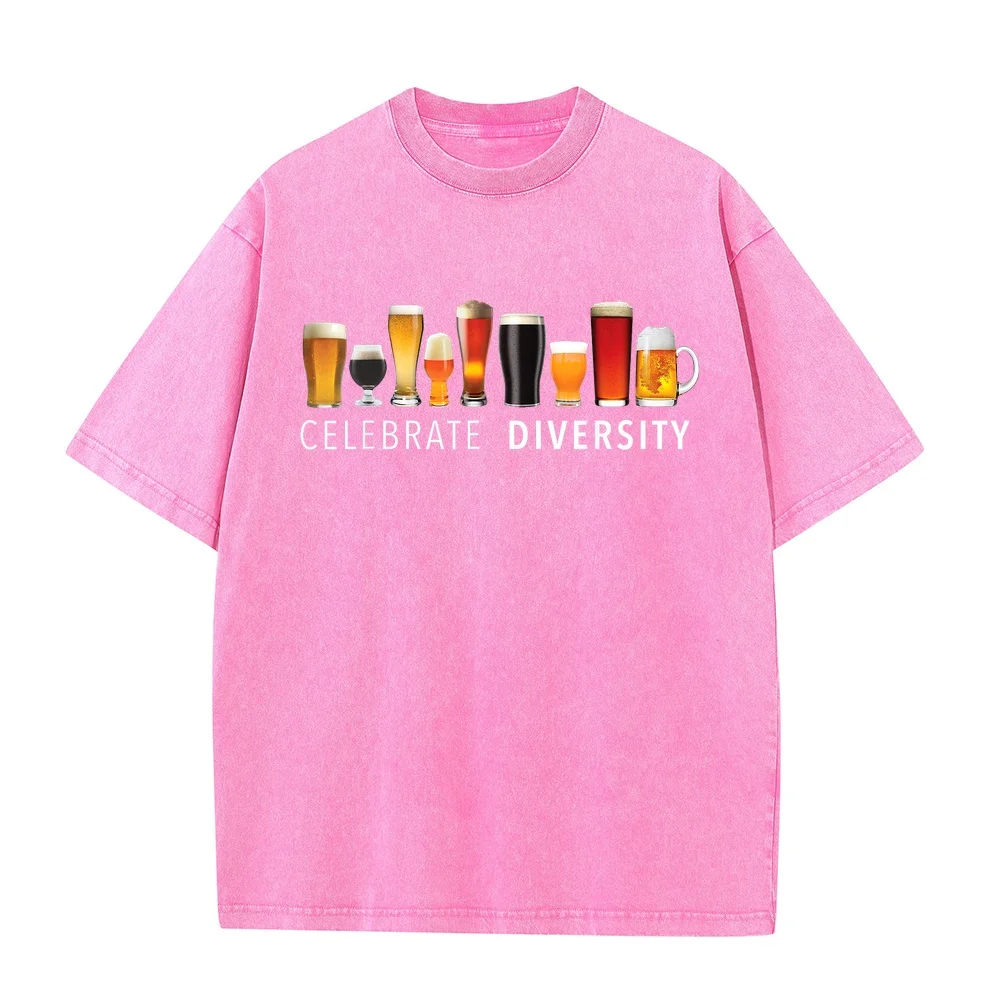 Celebrate Diversity Craft Beer Drinking T-Shirt Белая T Versatile Printed Shirt Casual Tee Summer Top Humor Men Graphic Funny