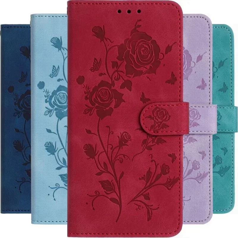 Красивый чехол с цветком розы для Samsung Galaxy A03 Core A02S A04 A04E A04S A05S A06 A10 A12 A13 A14 A15 A16 5G Чехол-кошелек # OHB