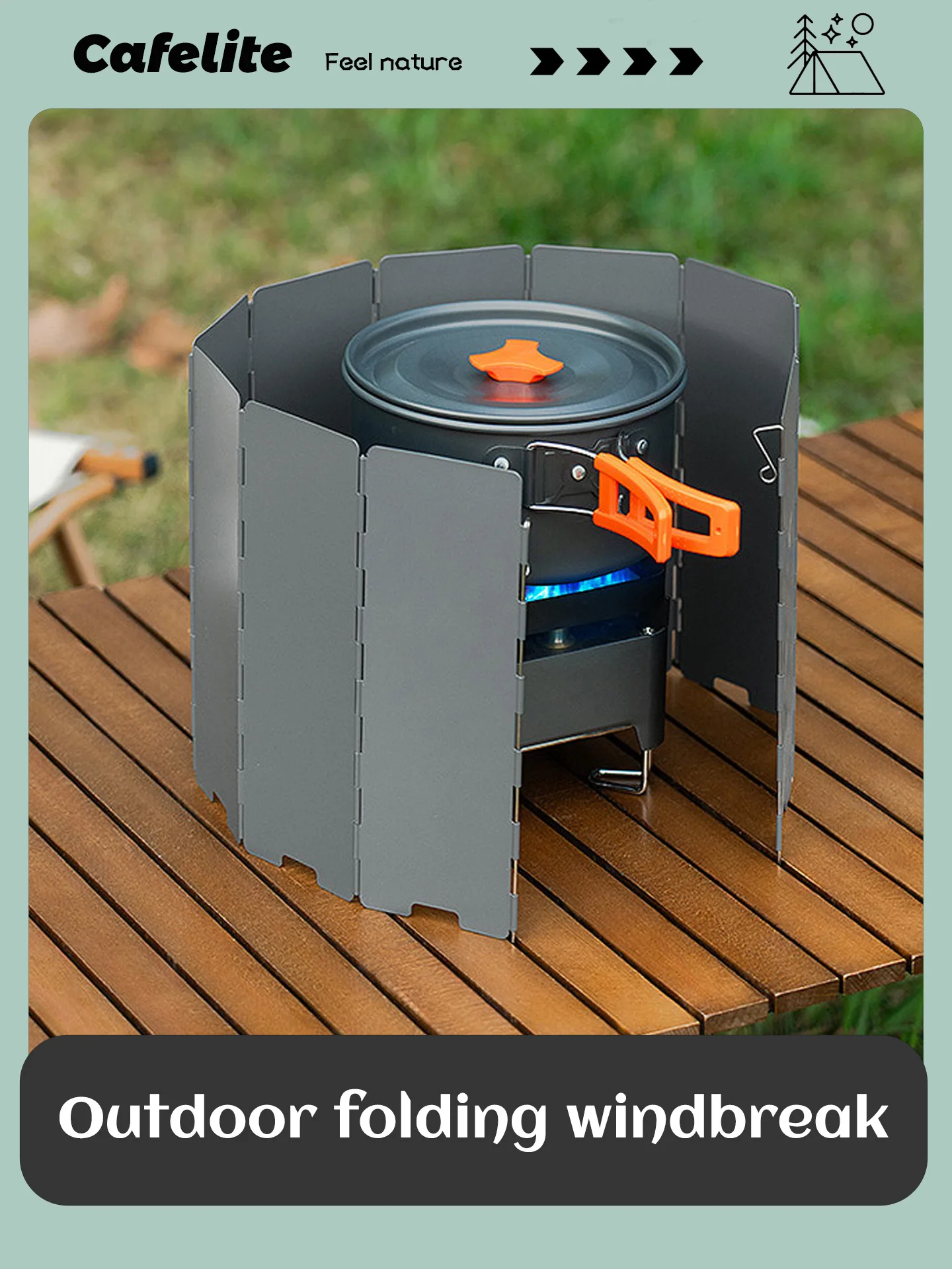 موقد غاز للتخييم مكون من 10 ألواح قابل للطي - درع رياح SUS خفيف الوزن لموقد علبة البيوتان، ملحقات الطبخ الخارجية