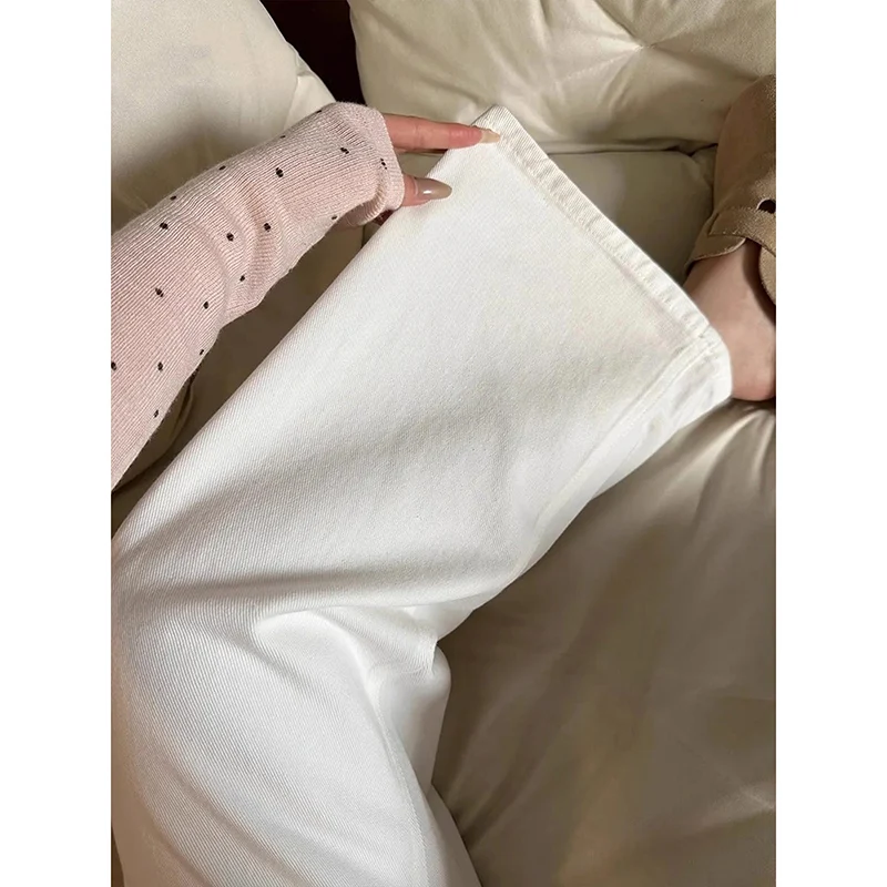 

Широкие джинсы с высокой талией на подкладке, женские теплые свободные утягивающие брюки прямого кроя длиной до пола, зимние хлопковые эластичные брюки