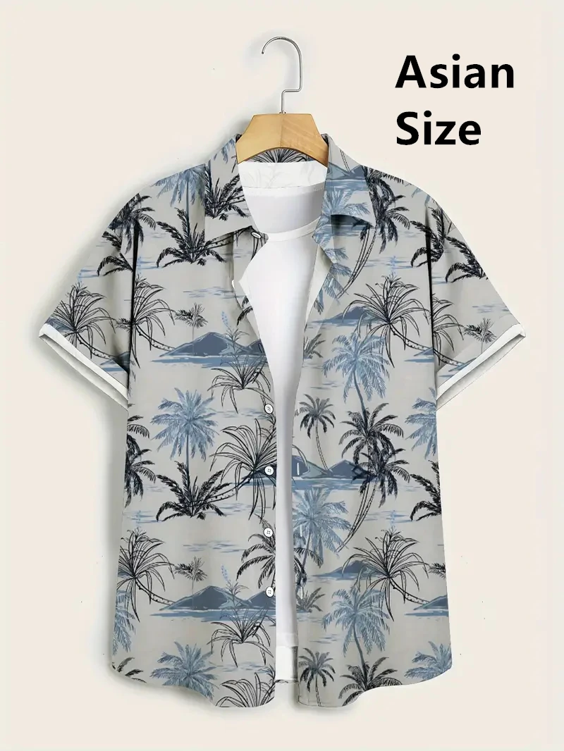 

Лето 2025 г., тропическая мужская гавайская рубашка, 3d рубашка с растениями для мужчин, гавайская рубашка больших размеров с цветочным принтом, пляжные рубашки с цветочным принтом, топ 6xl