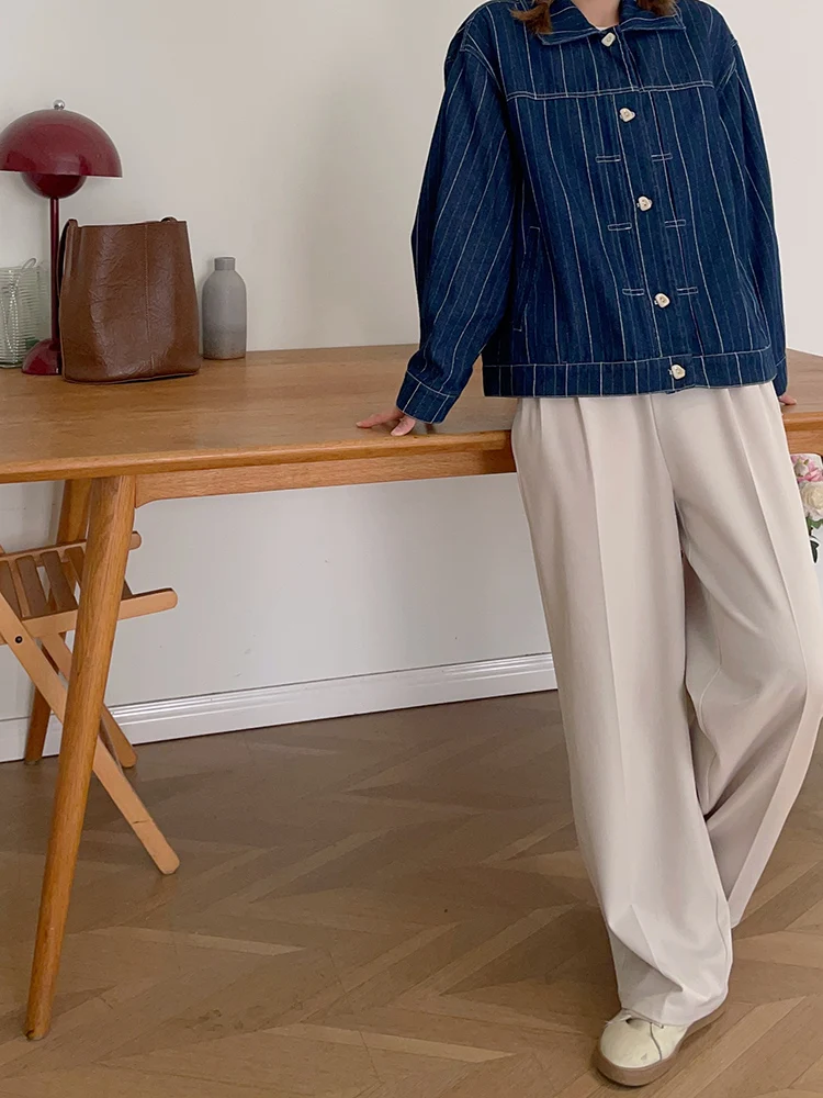 

Женские повседневные брюки с высокой талией и широкими штанинами, прямые, длинные, в пол, стройнящие, универсальные, осенняя новинка