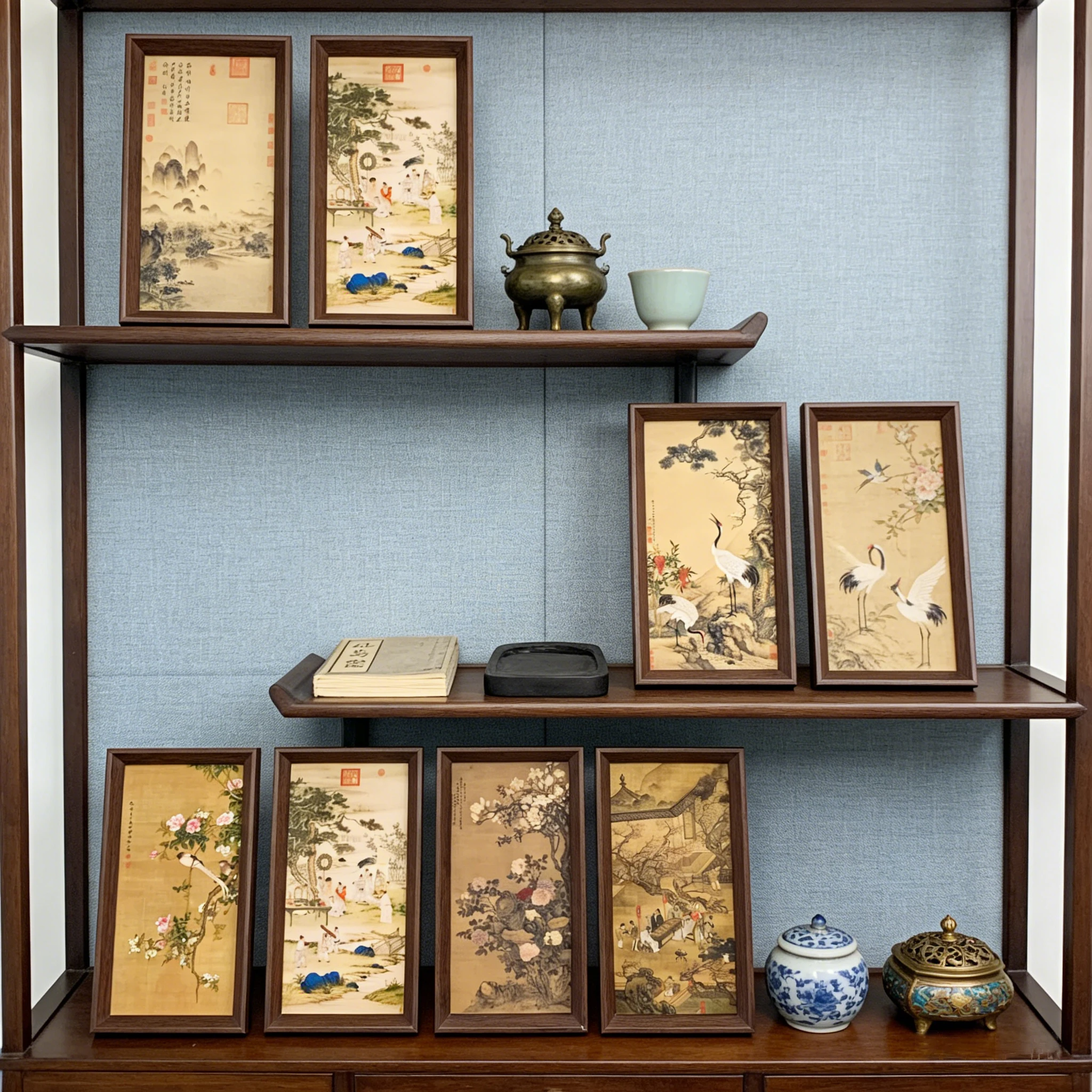 Immagine 6: Nuovo Stile Cinese Antico, Dipinto Tradizionale Cinese, Dipinto Paesaggistico, Cornice per Foto, Decorazione da Tavolo Artistica per Scrivania