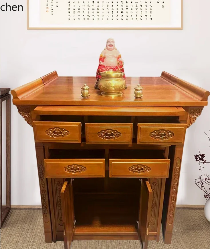 

ZML Altar Table Buddha Table Home Living Room Altar Incense Case Buddha God Altar Cabinet God of Wealth Offering Table