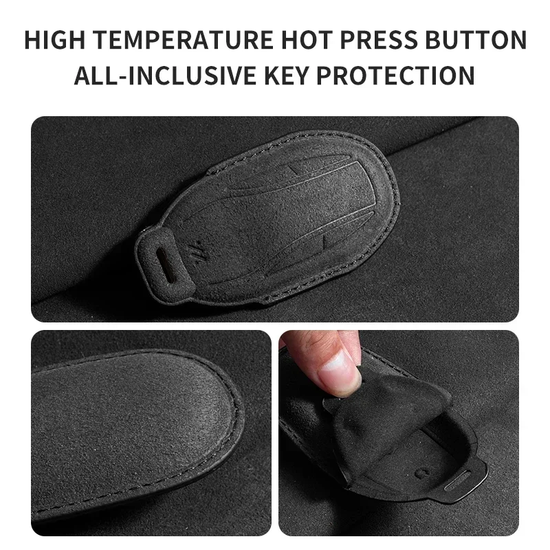 For IM Zhiji L7 LS7 L6 LS6 Suede Leather Car Smart Key Case Cover Keyless Bag Car Key Cover Protector Keychain Styling Accessory