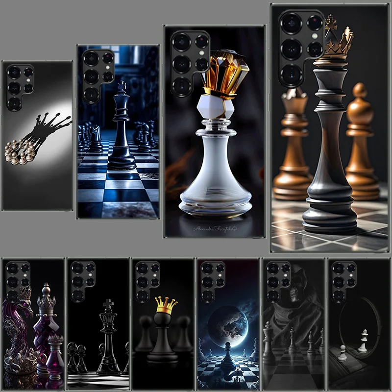 Competitive Chess Game Clear Case for Samsung Galaxy S24 S22 Ultra S23 S21 S20 FE Capa Phone Cover S10 S9 S8 Plus S10E Shell Coq