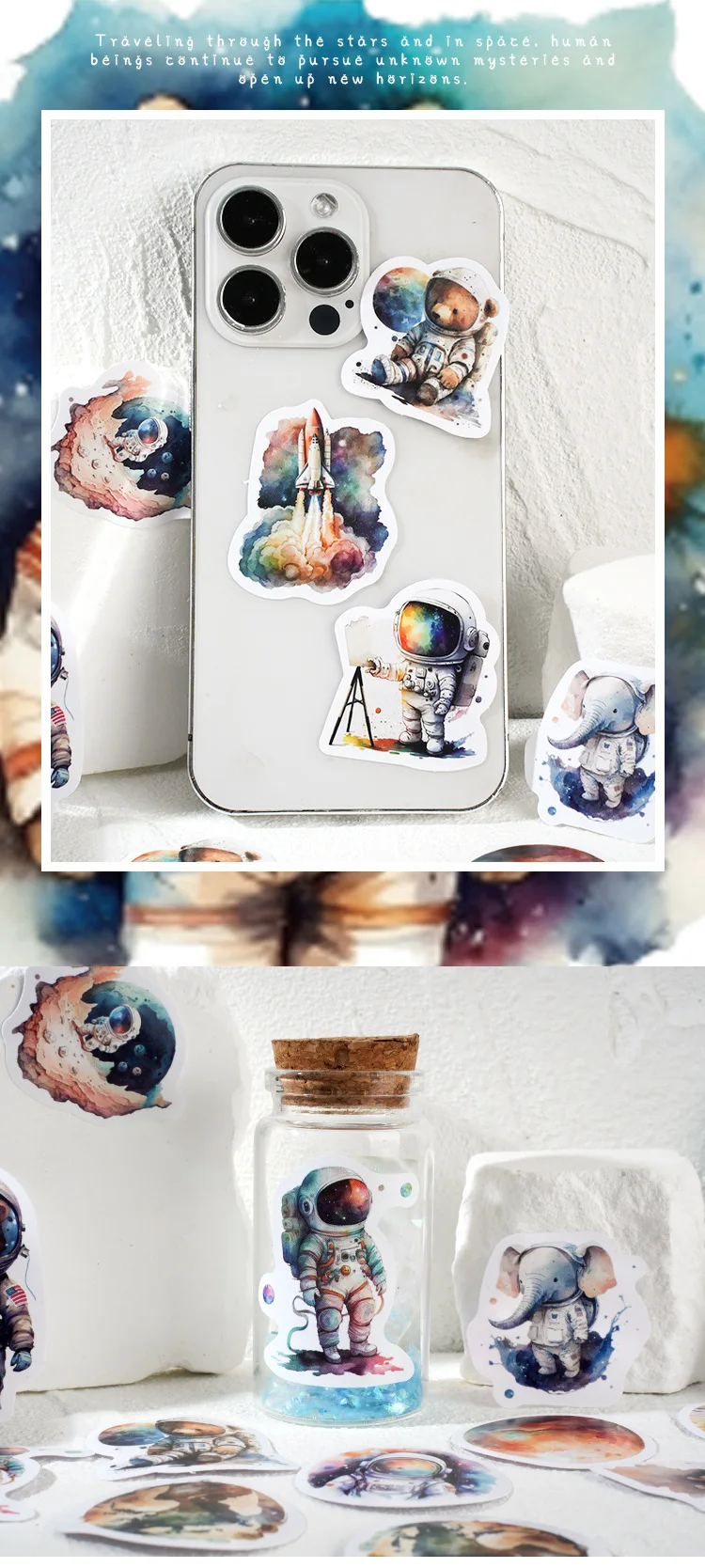 

High Quality Stickers Pack 30pcs Interstellar Astronaut Design for Handmade Journal Diary Envelope Sealing Multicolor