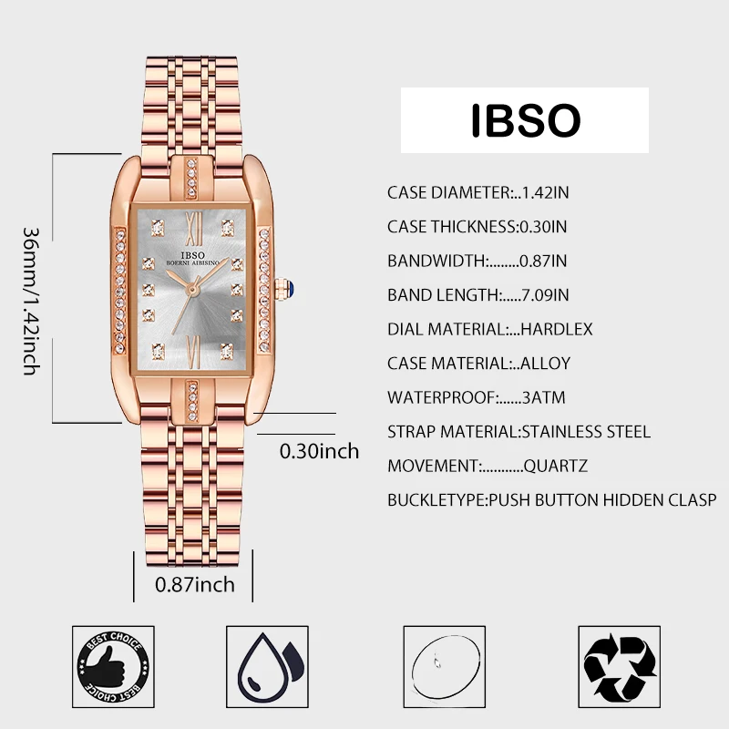 หรูหราทองนาฬิกาผู้หญิงสี่เหลี่ยมผืนผ้านาฬิกาข้อมือควอตซ์กันน้ำแฟชั่นหญิงเงินนาฬิกาภรรยาของขวัญสาว