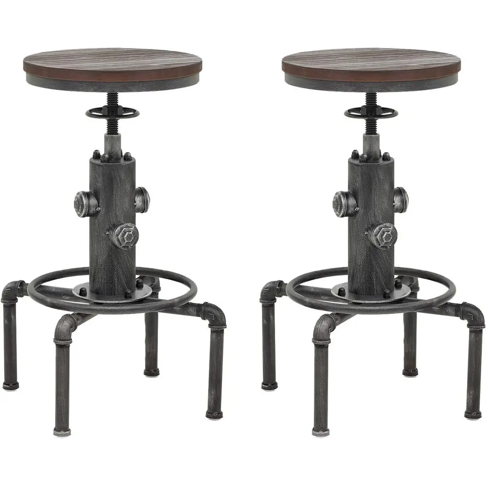 

Antique Vintage Industrial Barstool Solid Wood Water Pipe ire Hydrant Design Cae Coee Industrial Bar Stool Set o 2 Silver