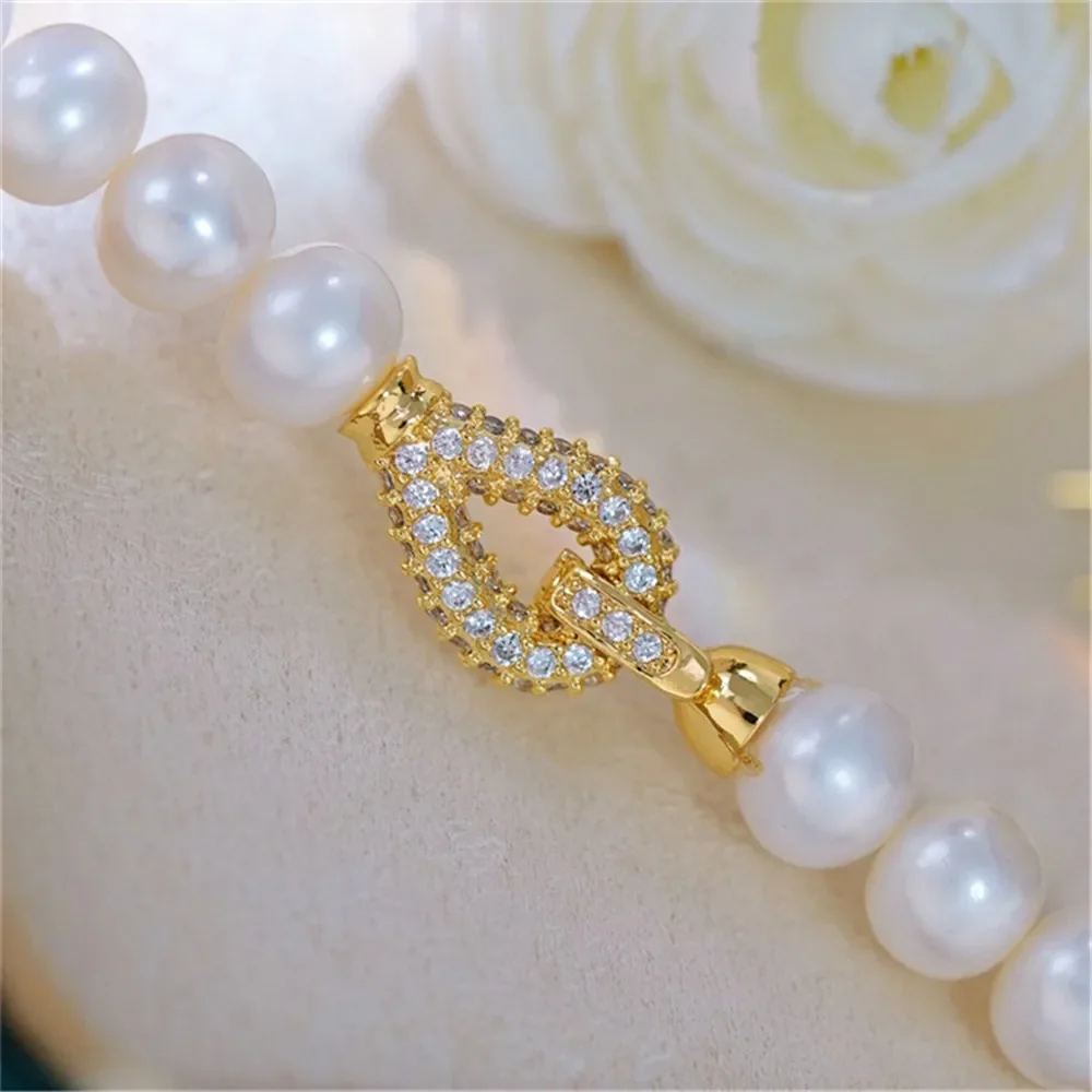 

DIY Accessories 18K Bag Gold Copper Thick Gold Plated Full Zircon Pearl Necklace Bracelet Sweater Chain Ending Connection Button