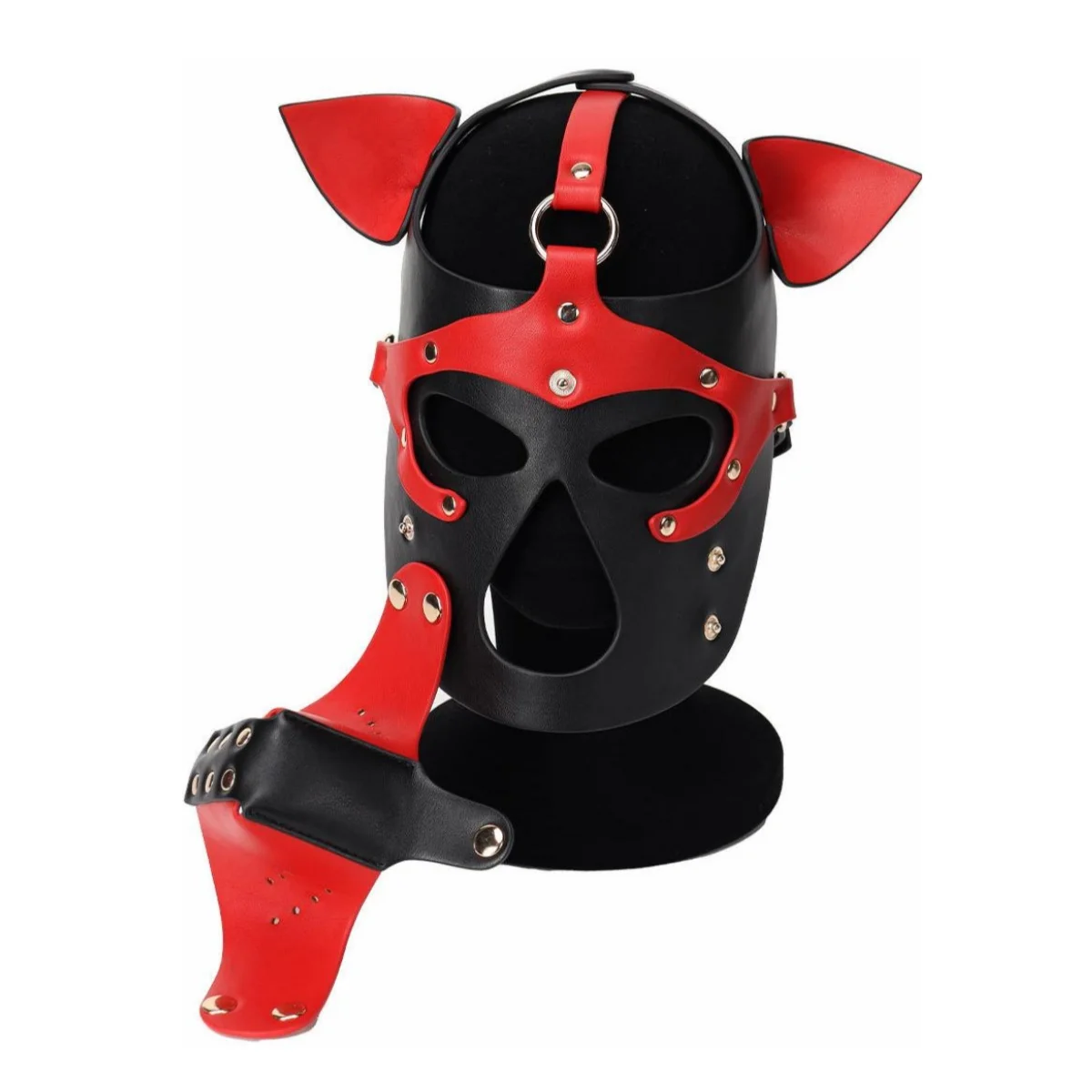 Nouveau harnais en cuir masque à capuche pleine tête avec oreilles pour hommes femmes jeu de rôle de chien Sexy nouveau grande taille chiot Cosplay Costumes fétichistes