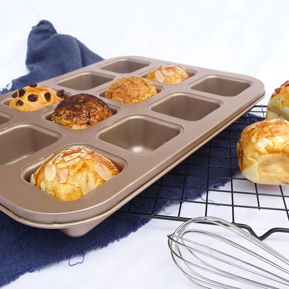 

Square Baking Pan Mini Muffin Loaf Pans Nonstick Coating Chocolate Metal Mold Kitchen Cake Molds Carbon Steel Square Biscuit