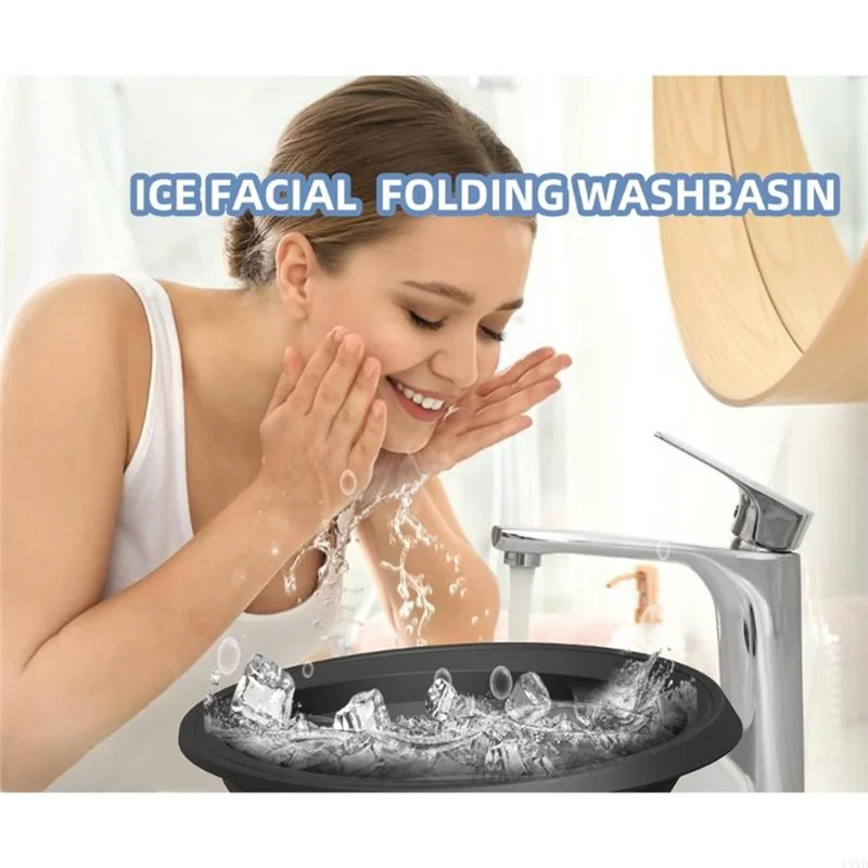 

RMWIN-Beauty Makeup Wash Basin Face Ice Therapy Folding Basin For Home Skin Care Routine Black