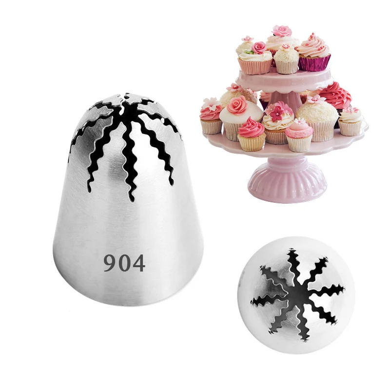 904 Large Size Wavy Close Star Stainless Steel Piping Nozzle Drop Flower Cream Icing Tips Cake Fondant Cupcake Baking Decoration