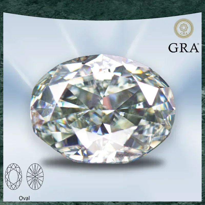 Moissanite Stone Oval Cut Natural Colour Color Grayish Yellow VVS1 with GRA Certificate Gemstone Charms Jewelry Making Materials