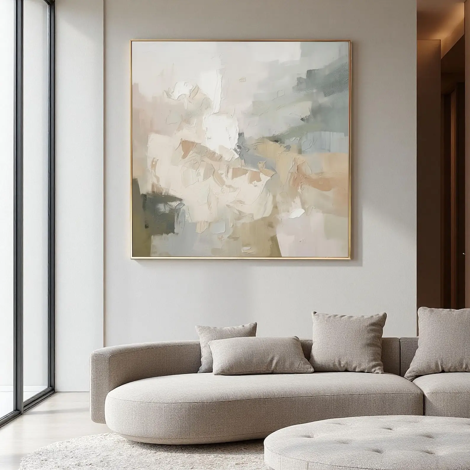 Mhemyo Original Abstract Hand Painted Oil Painting Muted Neutral Tones Textured Canvas Modern Wall Art For Living or Home Decor