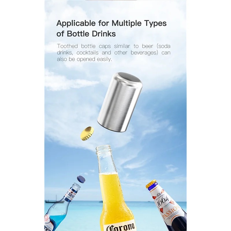 여름 세일 주방 바 도구 자석 자동 맥주 병따개 스테인리스 스틸 와인 소다 캡 푸시 다운 오프너