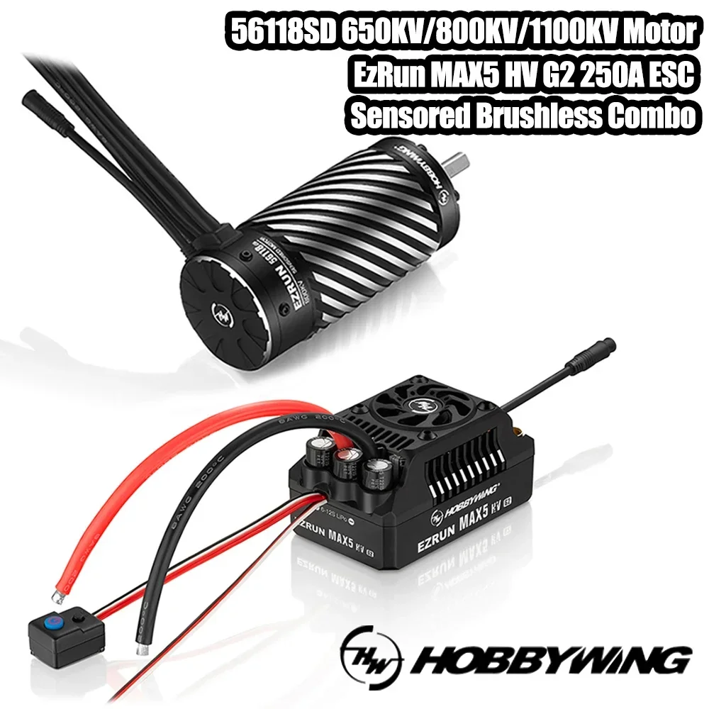 HOBBYWING EZRUN MAX5 HV G2 250A borstelloze Esc met 56118sD sensormotor combo voor 1/5 schaal RC auto's vrachtwagens buggy's