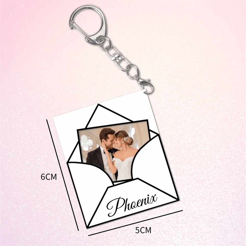1PCS Customized Acrylic Envelope Keychain Personalized Photo Name Keychain Party Decoration Birthday Gift Custom Key Chain
