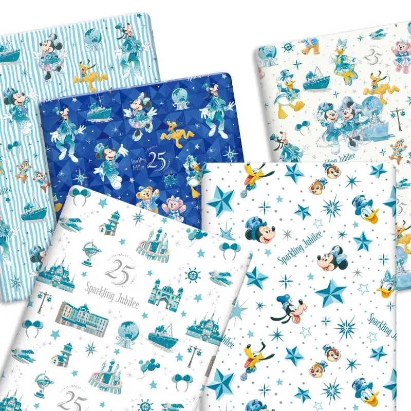 Tecido infantil estampado de 140cm para costura DIY, patchwork, quilting, vestidos de bebê e lençóis, com tema de desenhos animados da Disney.