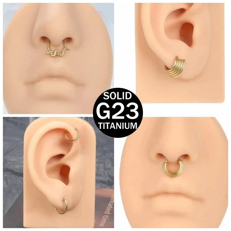 1pcs Implant Grade Titanium Hoops Earring Various Styles for Women Zircon Hinged Segment Nose Ring Clicker Piercing Body Jewelry