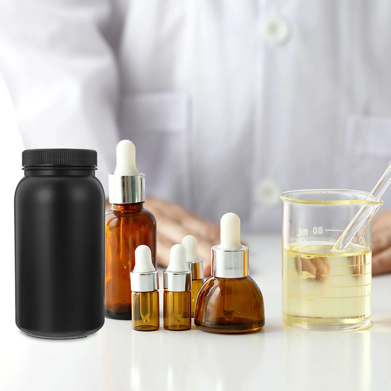 

1pc 1000Ml Plastic Reagent Bottle Black Wide Mouth Leakproof Chemical Liquid Container Sample Sealing Bottle