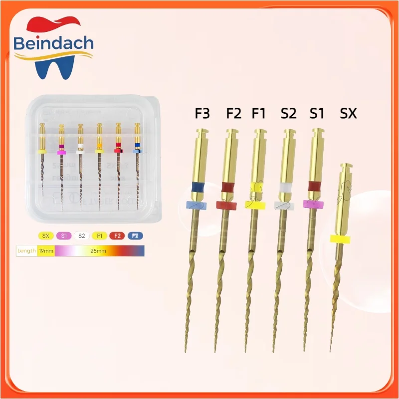 

6Pcs Dental Root Canal Files Dental Endodontic Files SX-F3 Heat-Activated Rotary File Endodontic Dental Endo Files Gold Taper