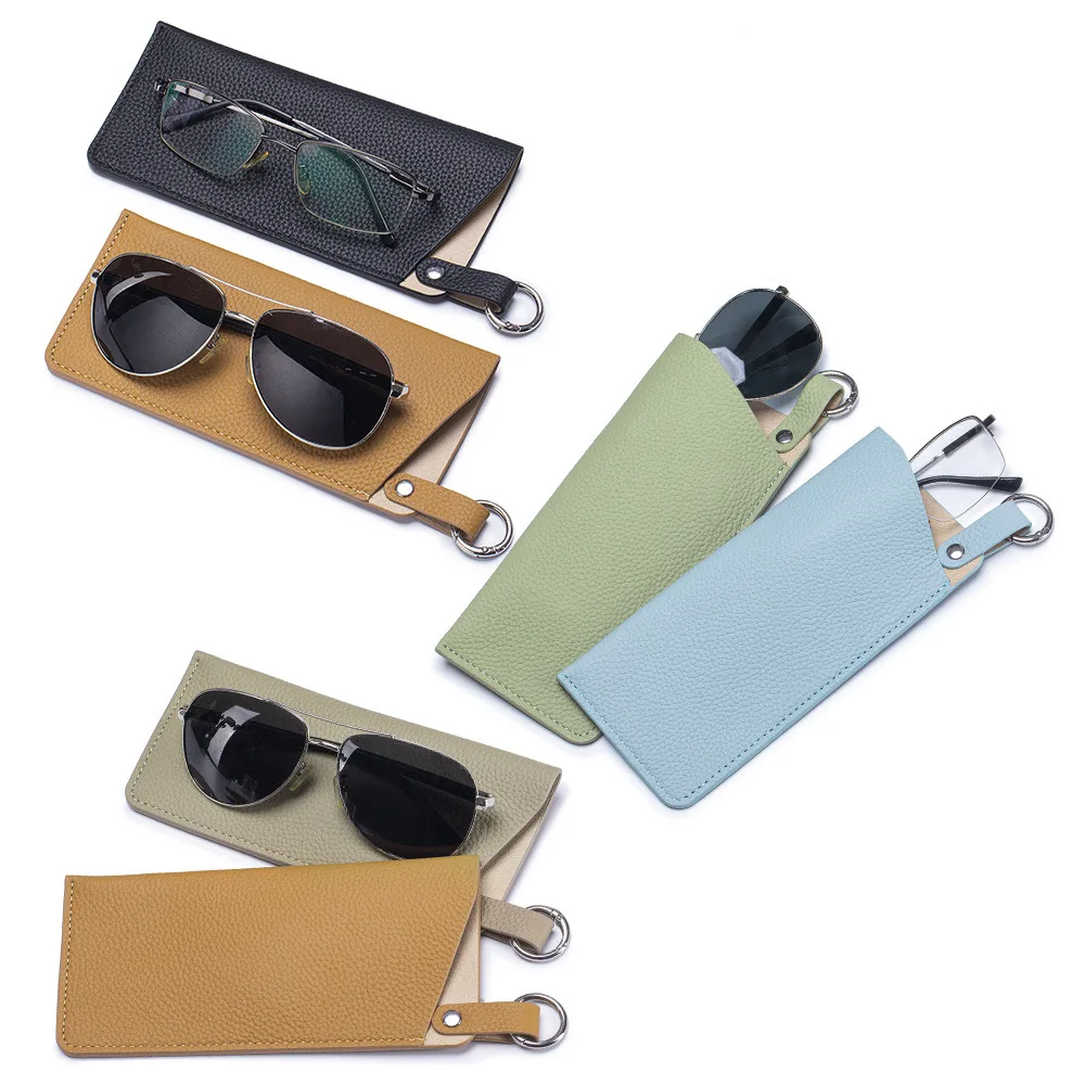 Genuine Leather Ultra-Thin Glasses Bag For Man Women Sunglasses Storage Holder Pouch Cowhide Eyeglasses Box Eyewear Protector.