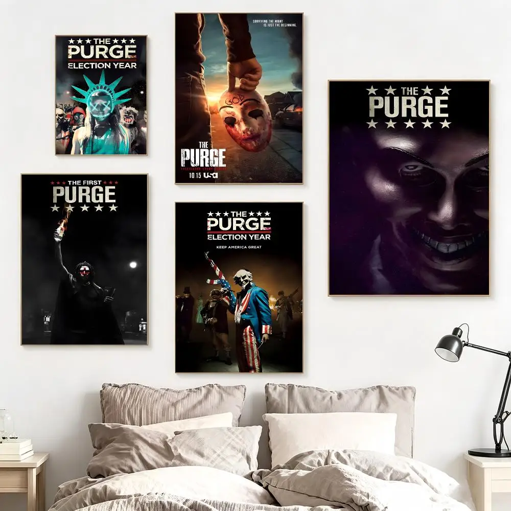 Classic Movie T-The Purge Poster impermeable para el hogar sala de estar dormitorio bar decoracion estetica