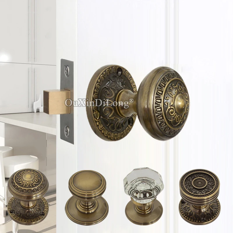 European Solid Brass Door Knobs Invisible Hidden Background Wall Barn Door Single-side Lock Interior Door Knobs Lock Keyless