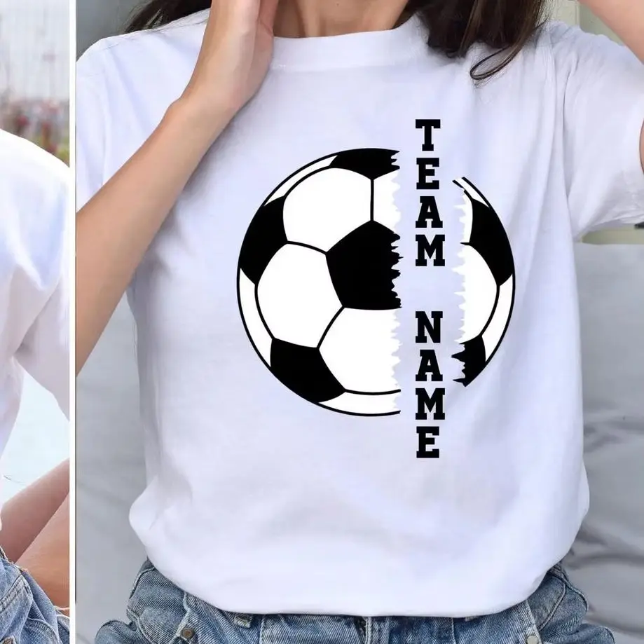 Custom Soccer Football Stylish Game Fans Shirt Personalized  Name Number TShirt Women Matching Soccer Football Team Player Shirt