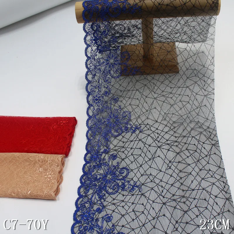 34Yards Lace DIY Bra Sewing Accessories Trim Embroidery Red Blue Mesh Lace Fabrics for Lingerie Needle Work