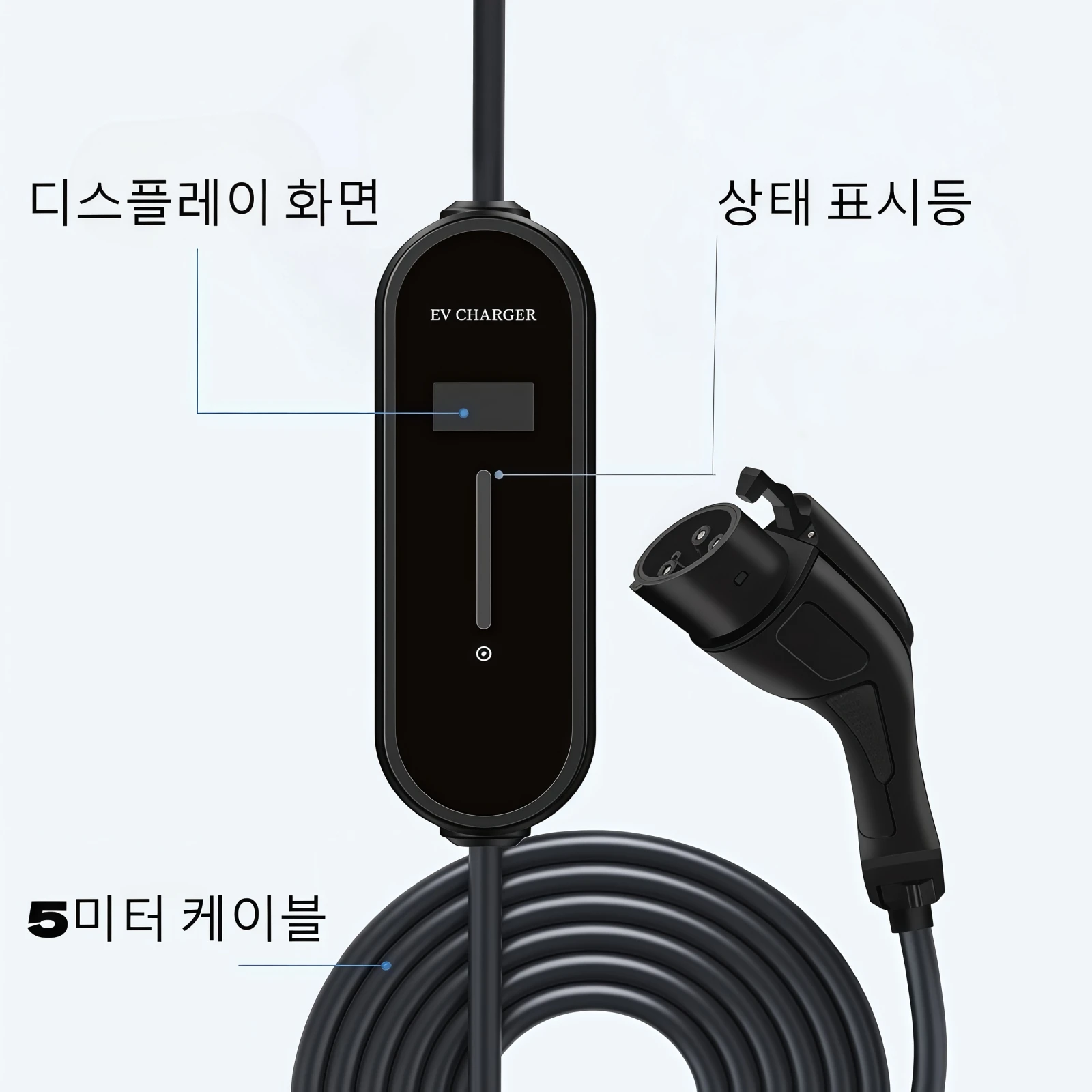 Electric Car Charger Home Slow Charging Cable 5m 40A 32A 16A 220V Emergency Portable Mobile Charger Ionic5 Tesla Ev6 Porte2 Bongo Kona Niro Bolt Benz Bmw