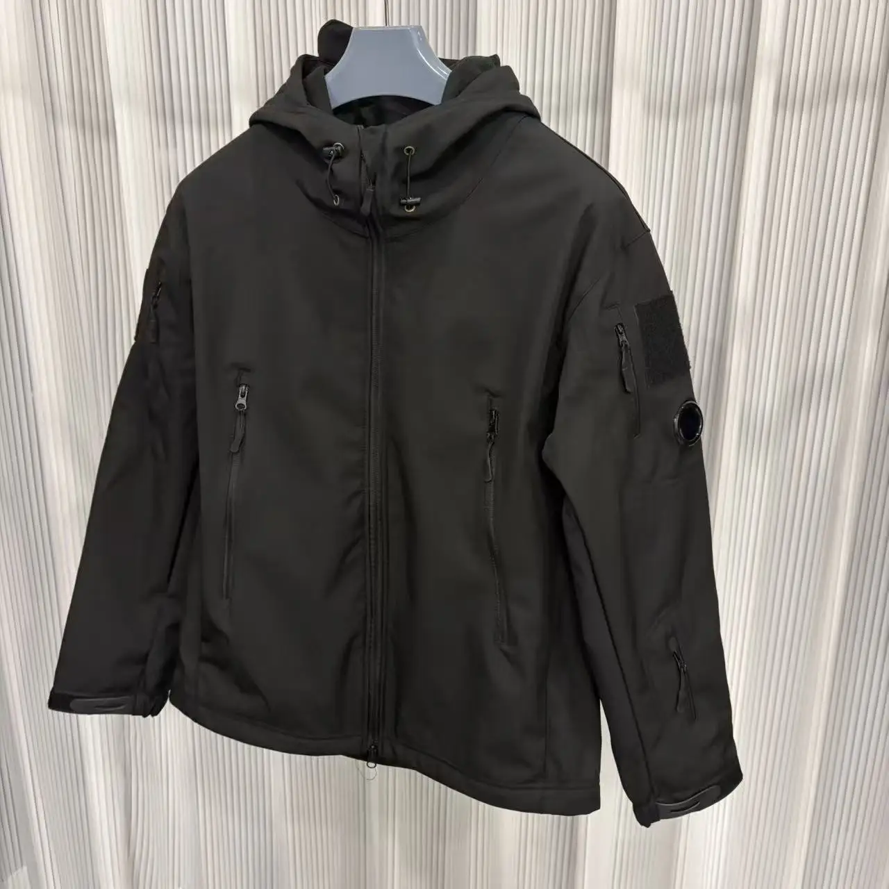 Softshell leren jack met capuchon, wind- en waterdichte jas voor buitensporten, warme en pluche dikke jas, fietsjack - afbeelding 1