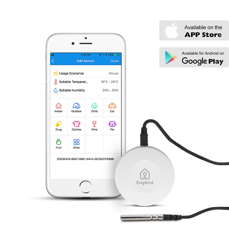 INKBIRD-Mini Sensor inalámbrico de temperatura y humedad, higrómetro con sondas de temperatura extra, termómetro Bluetooth para el hogar y la Oficina