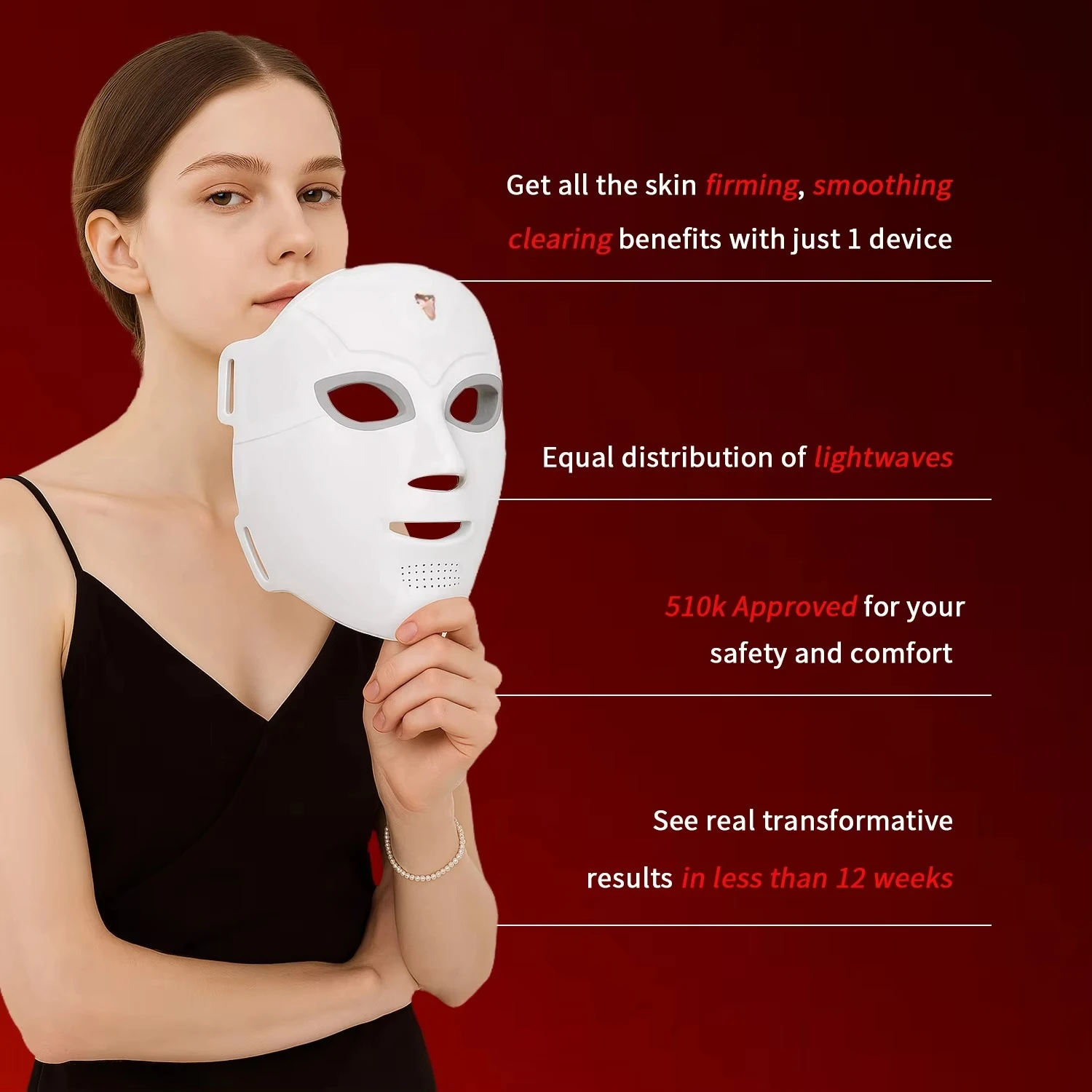 Silicone Material 510K Clear Beauty Anti-Aging Medical Grade Blue and Red 850nm Near Infrared Light Emitting Diode Mask Face