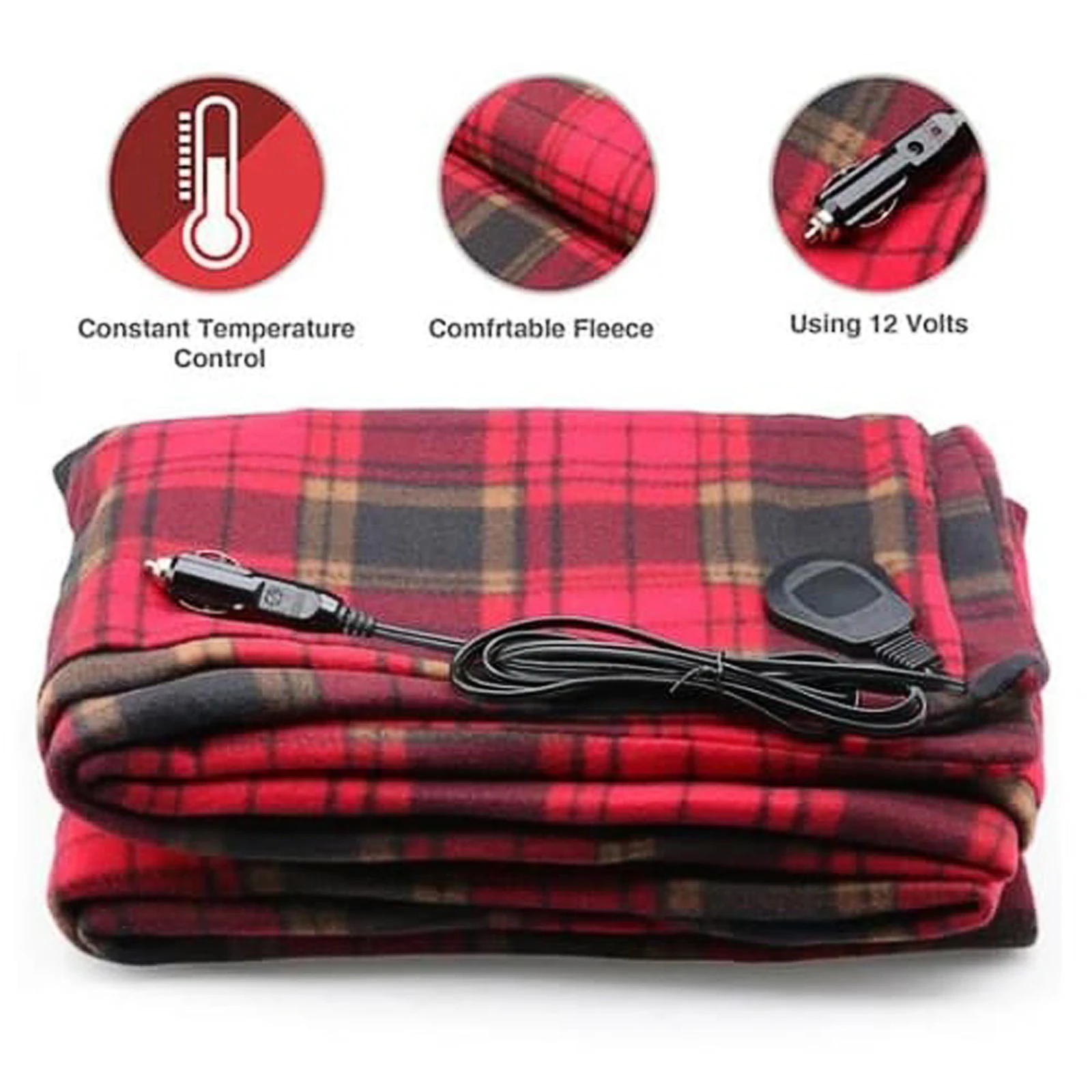 150x100cm 12V Car Heating Blanket Car Travel Camping Winter Warm Electric Heated Blanket