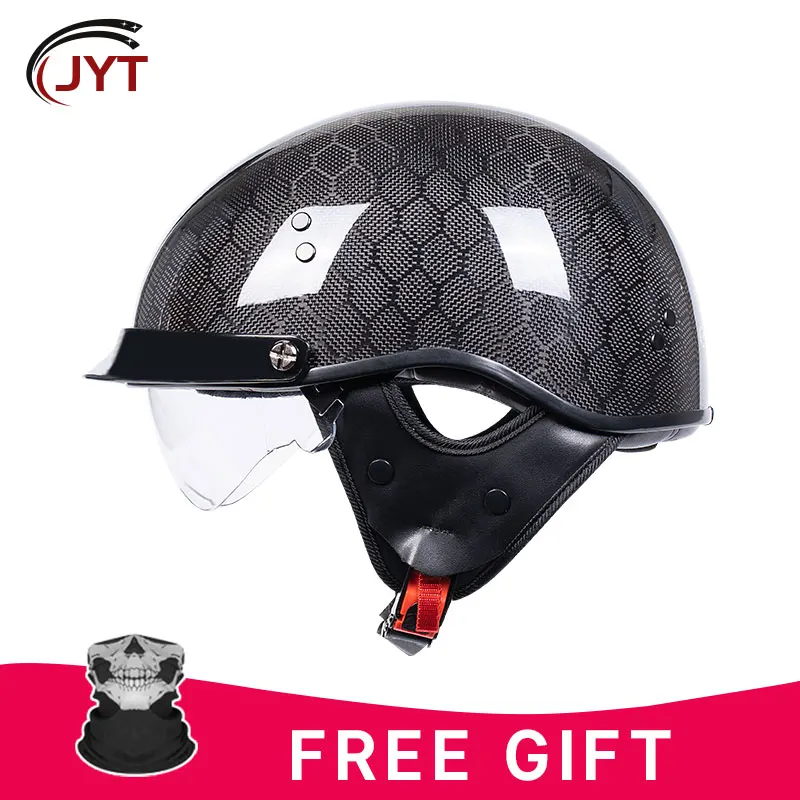 

DOT Certification Retro Motorcycle Helmet Four Seasons Vintage Casco Moto Helmets German Classic Half Face Helmet Carbon Fiber