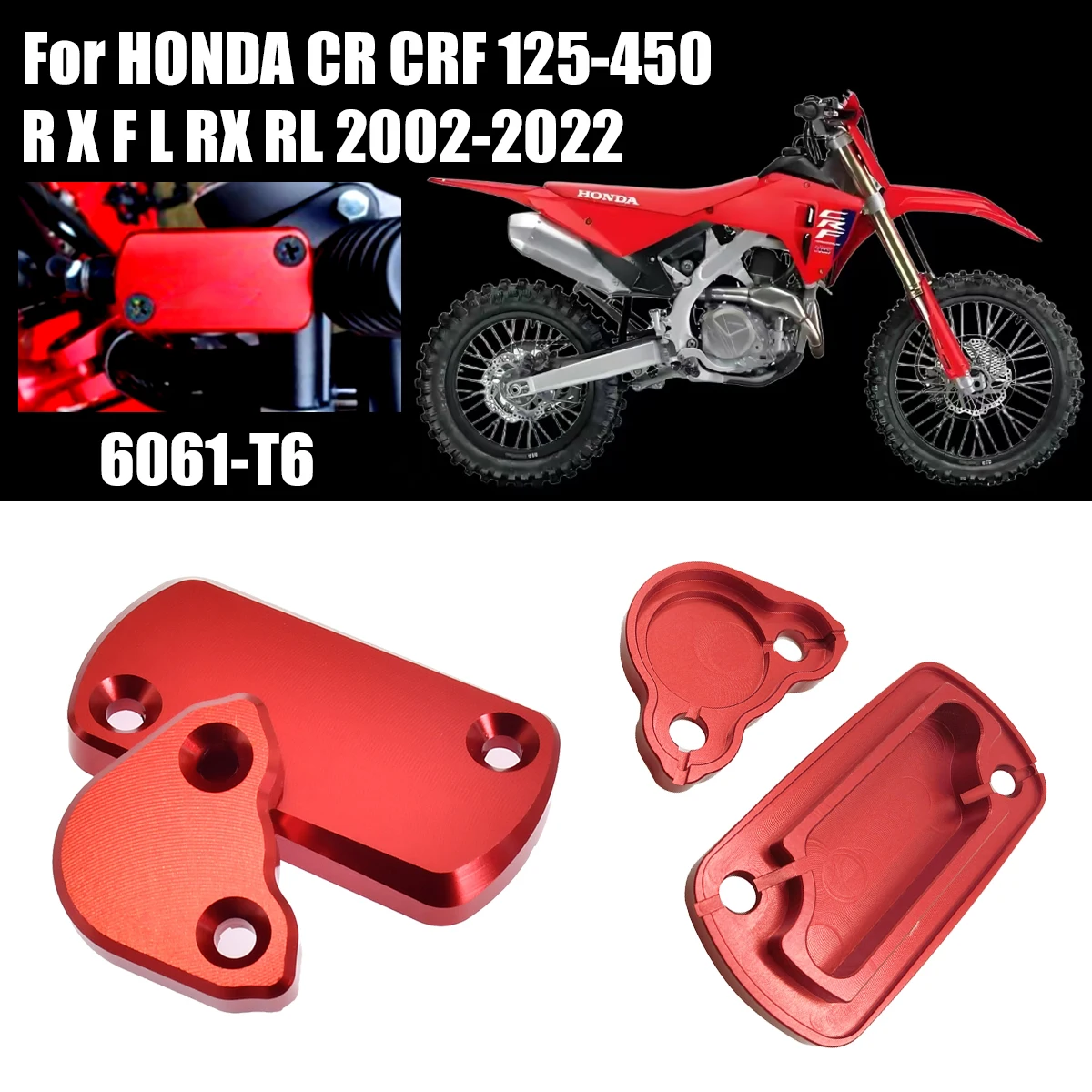 

Motorcycle CNC Front Rear Brake Fluid Reservoir Cap Cover For HONDA CR 125R 250R CRF 150R 250R 250X 450R 450X 250RX 250F 02-23